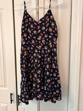 GAP Navy Floral Mini Dress with Pink and Yellow Flowers